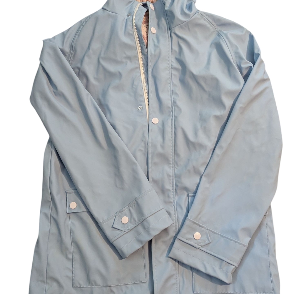 Light Blue Hooded Raincoat